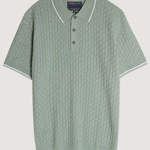 Sage Cable Knit Polo Shirt